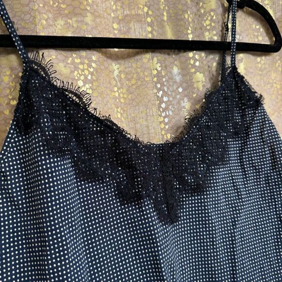 Avec Les Filles Navy Blue Black Polka Dot Lace Camisole Top Medium - Picture 3 of 6